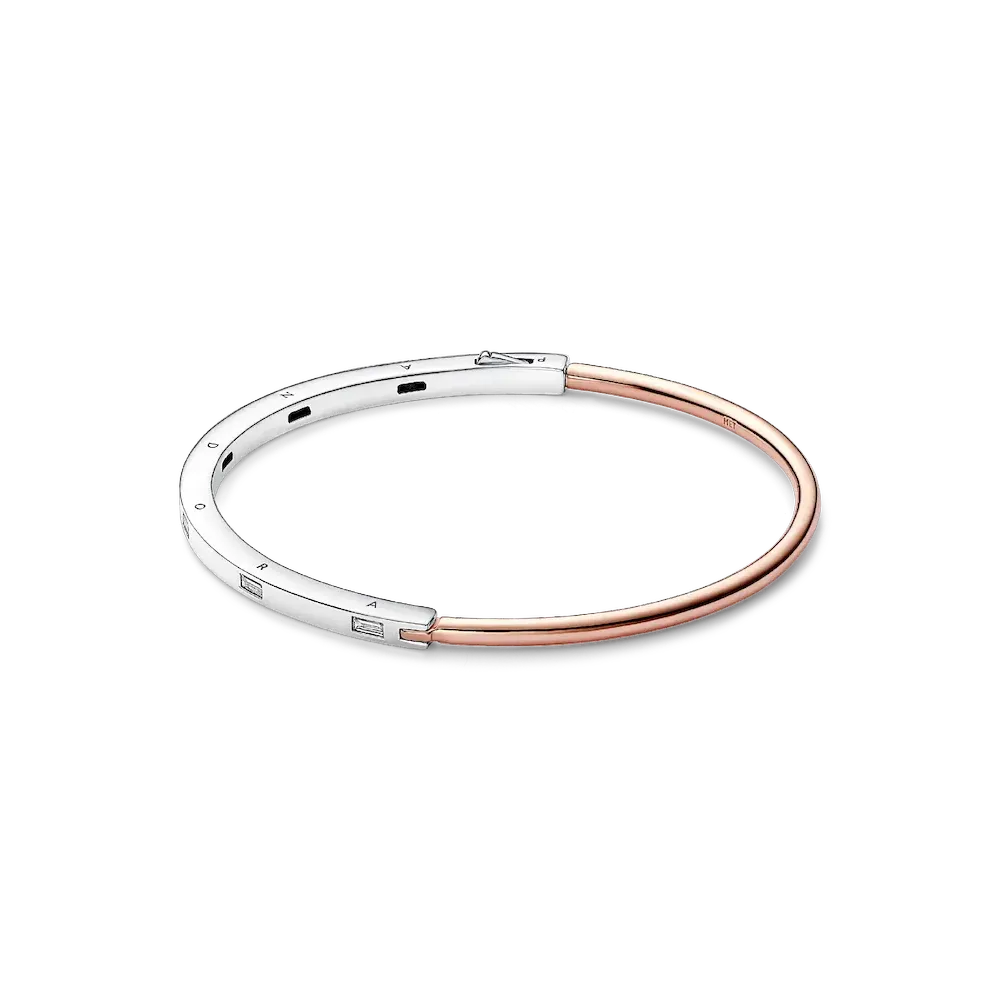 Pandora Signature Two-tone I-D Pavé Bangle