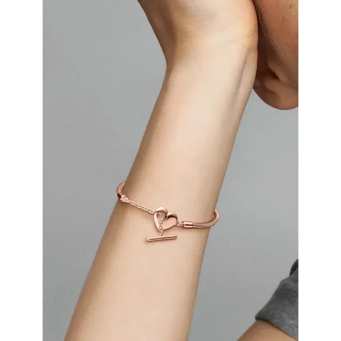 Pandora Moments Heart T-Bar Snake Chain Bracelet - Image 2