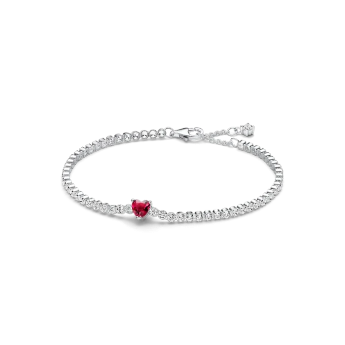 Red Sparkling Heart Tennis Bracelet - Image 2