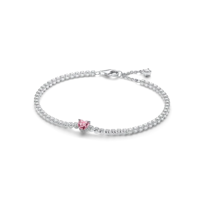 Pink Sparkling Heart Bracelet and Earring Set - Image 3