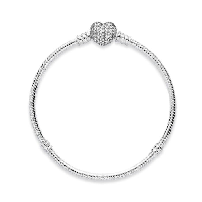 Moments Sparkling Heart & Snake Chain Bracelet - Image 4