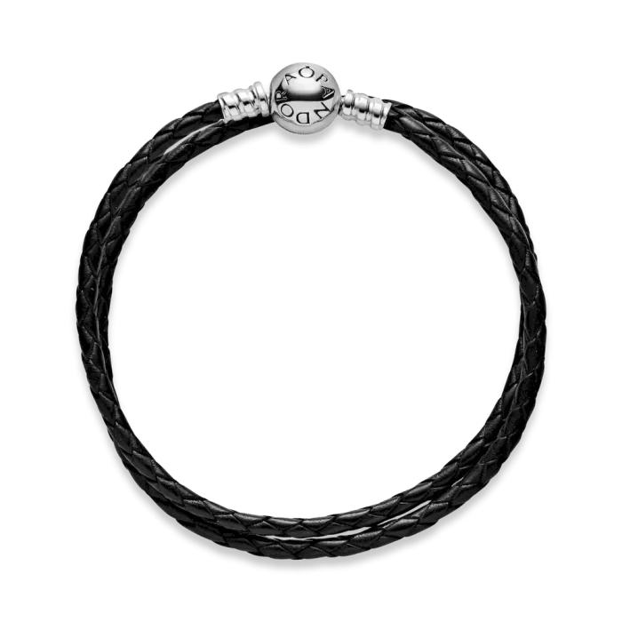 Pandora Moments Double Black Leather Bracelet - Image 5