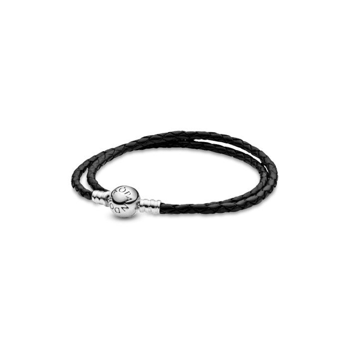 Pandora Moments Double Black Leather Bracelet - Image 2