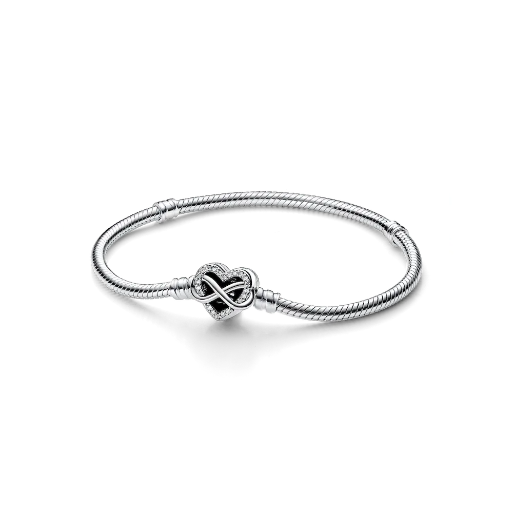 Pandora Moments Sparkling Infinity Heart Clasp Snake Chain Bracelet