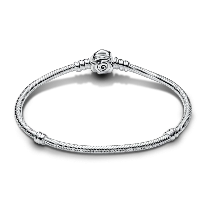 Pandora Moments Rose in Bloom Clasp Snake Chain Bracelet - Image 4