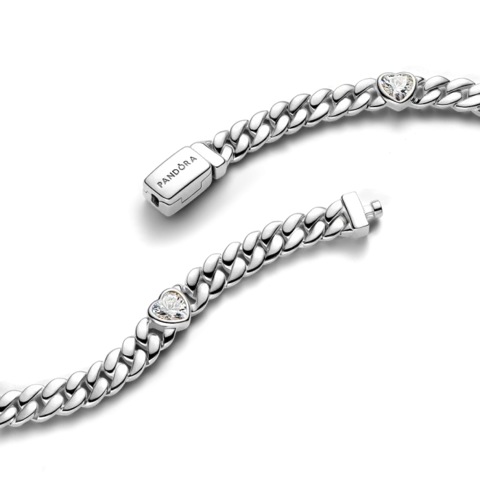 His and Hers Cuban Chain Heart and Oval Bracelet Set - Image 7