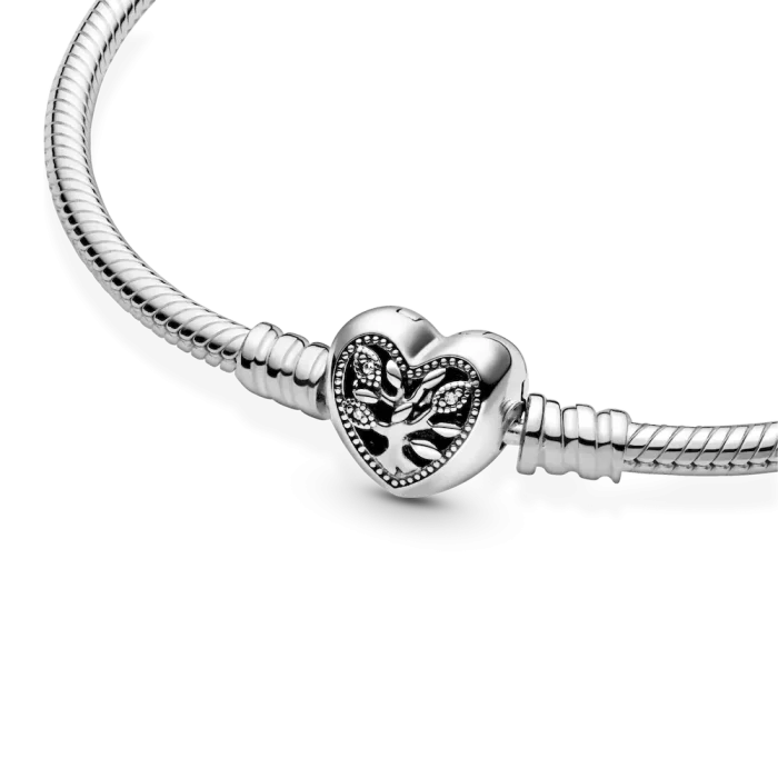 Pandora Moments Family Tree Heart Clasp Snake Chain Bracelet - Image 5