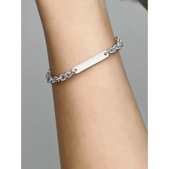 His & Hers Engravable Silver Bracelet Set - Image 5
