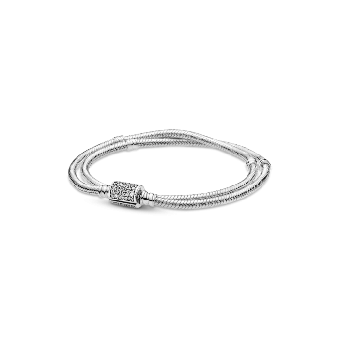 Pandora Moments Double Wrap Barrel Clasp Snake Chain Bracelet/Necklace - Image 2