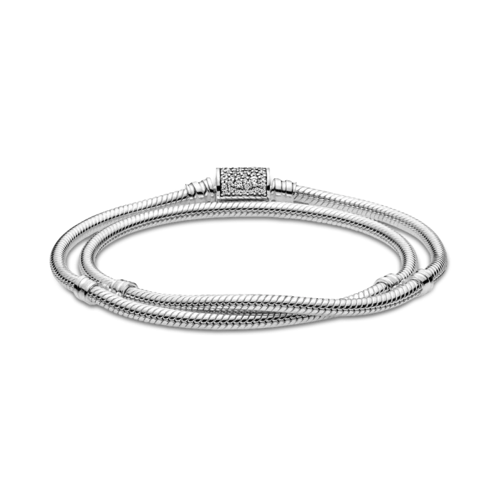 Pandora Moments Double Wrap Barrel Clasp Snake Chain Bracelet/Necklace - Image 5