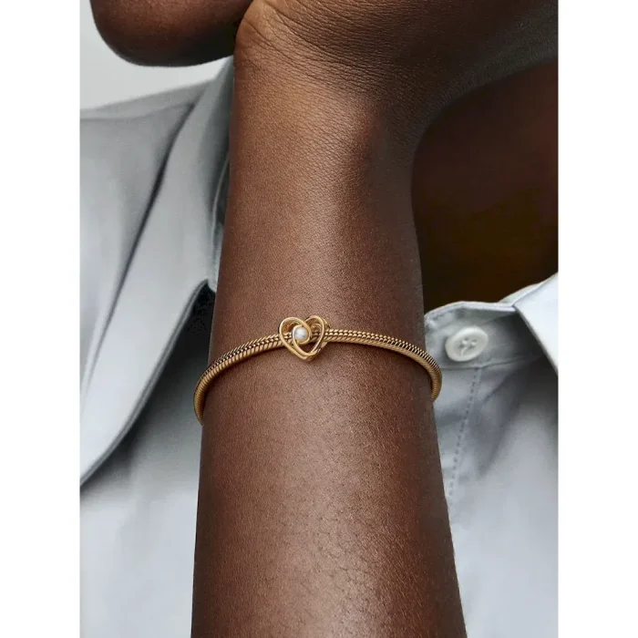 Openwork Swirling Heart & Treated Freshwater Cultured Pearl Charm - Image 2