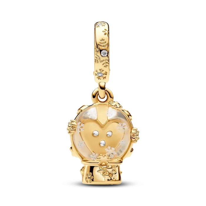 Heart Snowflake Snow Globe Dangle Charm - Image 4
