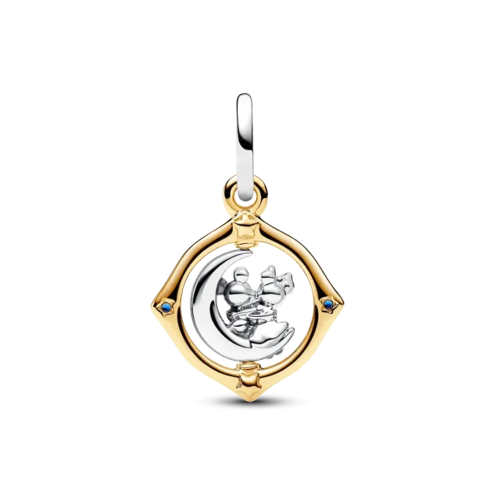 Disney Mickey Mouse & Minnie Mouse Two-tone Spinning Moon Dangle Charm - Image 4