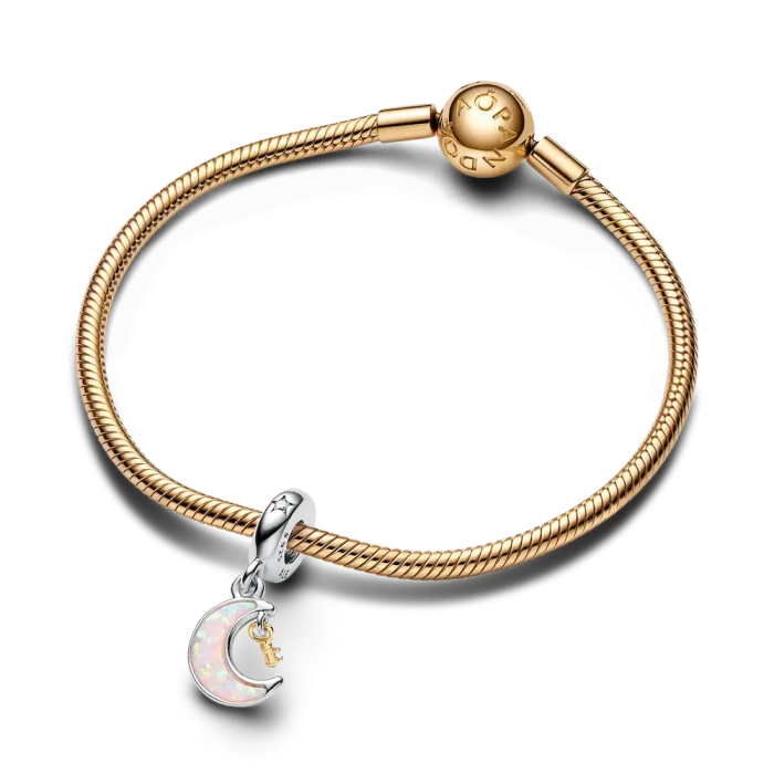 Two-tone Key & Moon Dangle Charm - Image 5