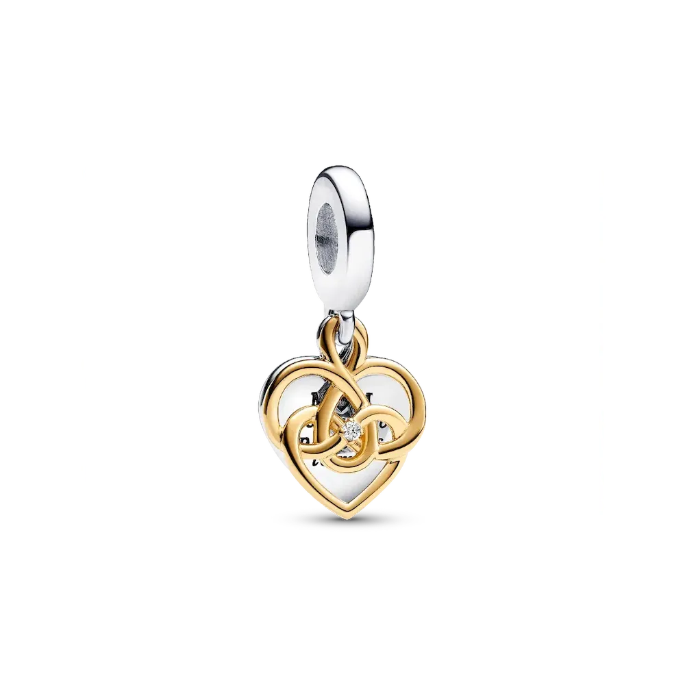 Lab-grown Diamond Engravable Mom Double Dangle Charm