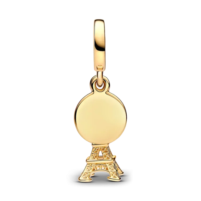 Paris Eiffel Tower Lab-Grown Diamond Engravable Double Dangle Charm - Image 6