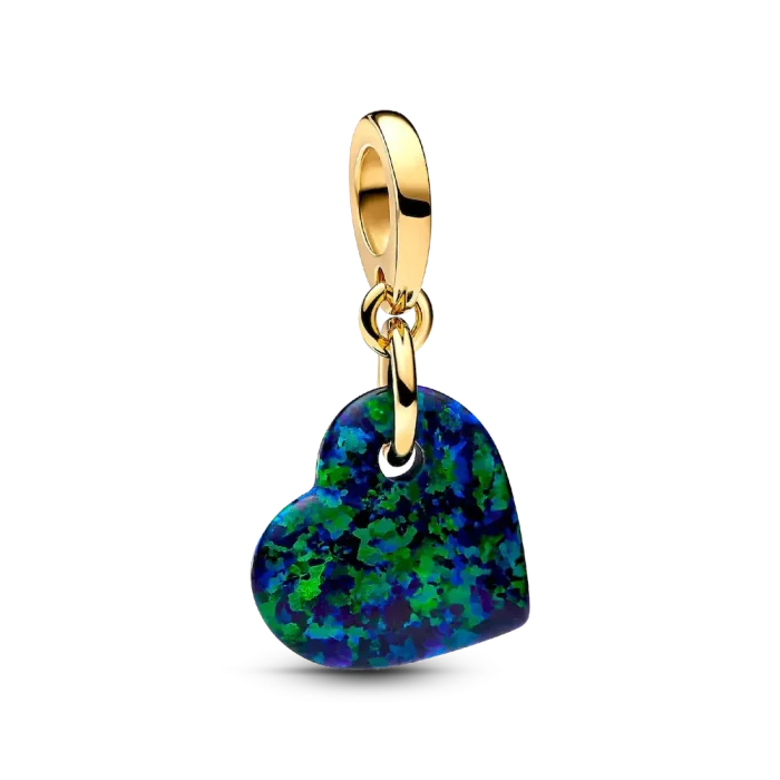 Opalescent Green Heart Necklace Set - Image 2