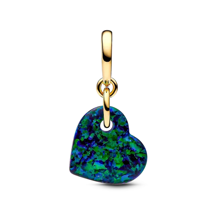 Opalescent Green Heart Dangle Charm - Image 5