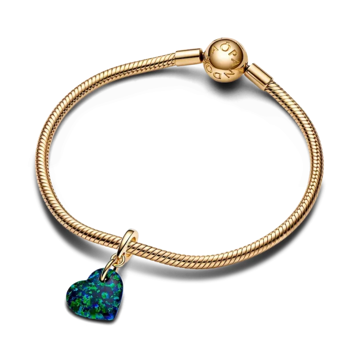 Opalescent Green Heart Dangle Charm - Image 7