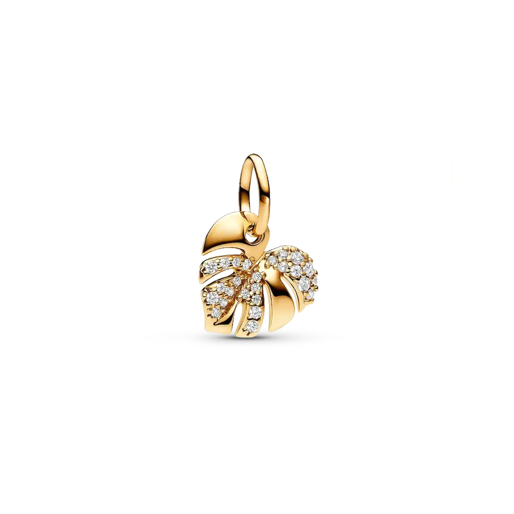 Sparkling Monstera Leaf Dangle Charm