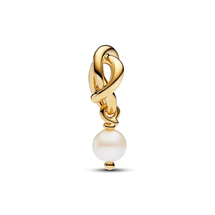 Treated Freshwater Cultured Pearl Eternity Circle Dangle Charm - Image 4