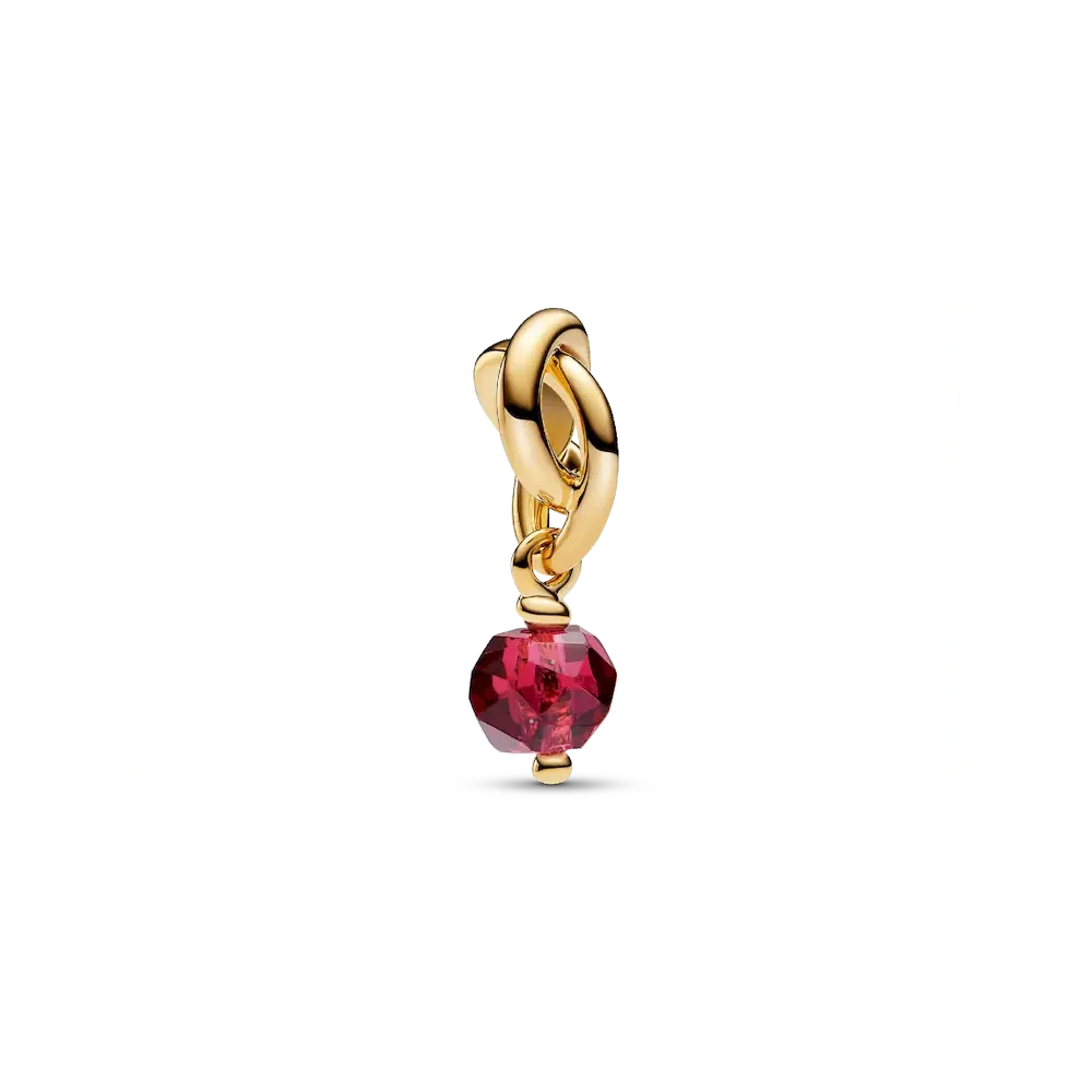 Faceted True Red Eternity Circle Dangle Charm