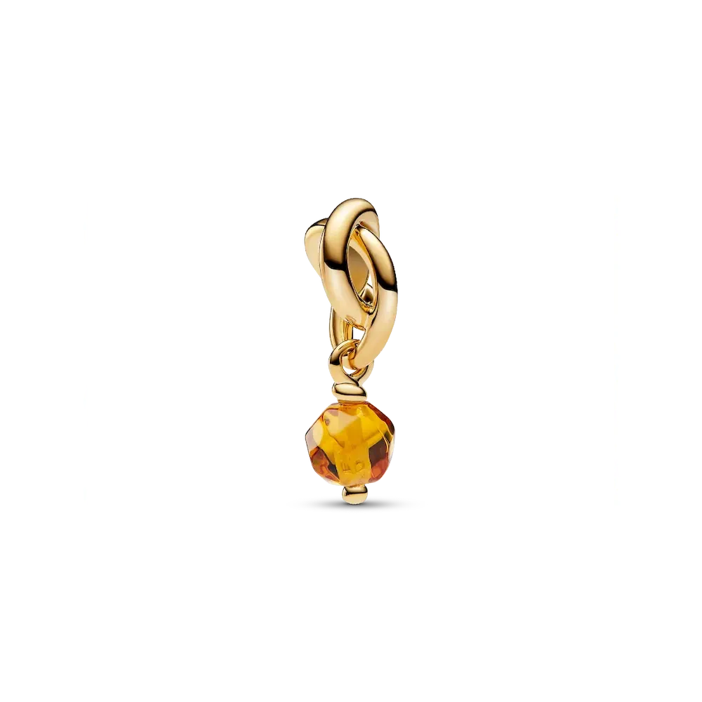 Faceted Honey Eternity Circle Dangle Charm