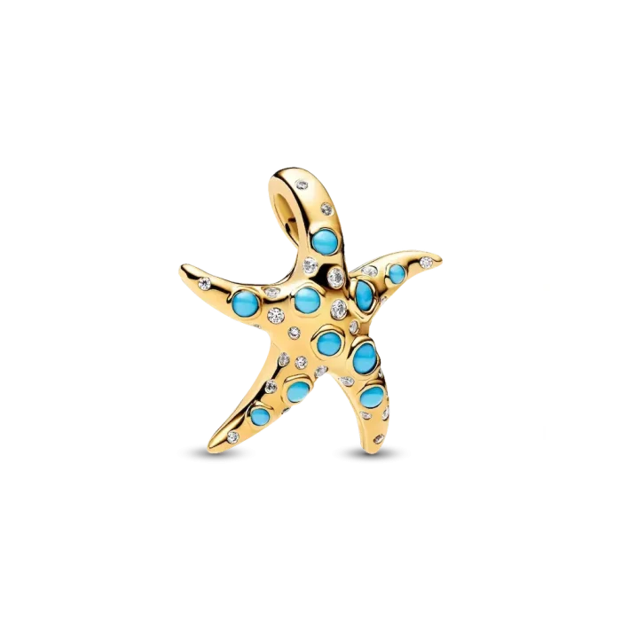 Sparkling Blue Starfish Necklace and Earring Set - Image 2