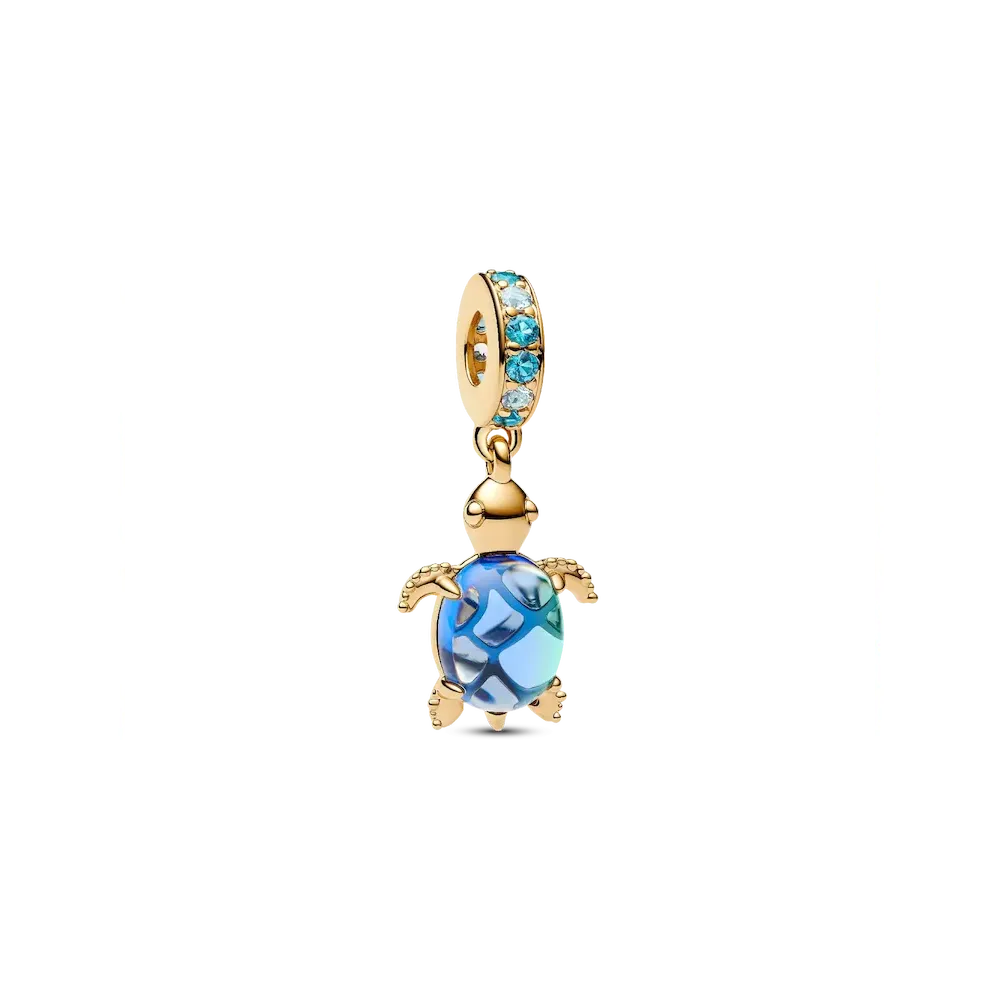 Sea Turtle Murano Glass Dangle Charm