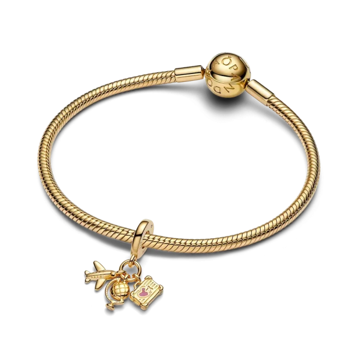 Airplane, Globe & Suitcase Triple Dangle Charm - Image 3