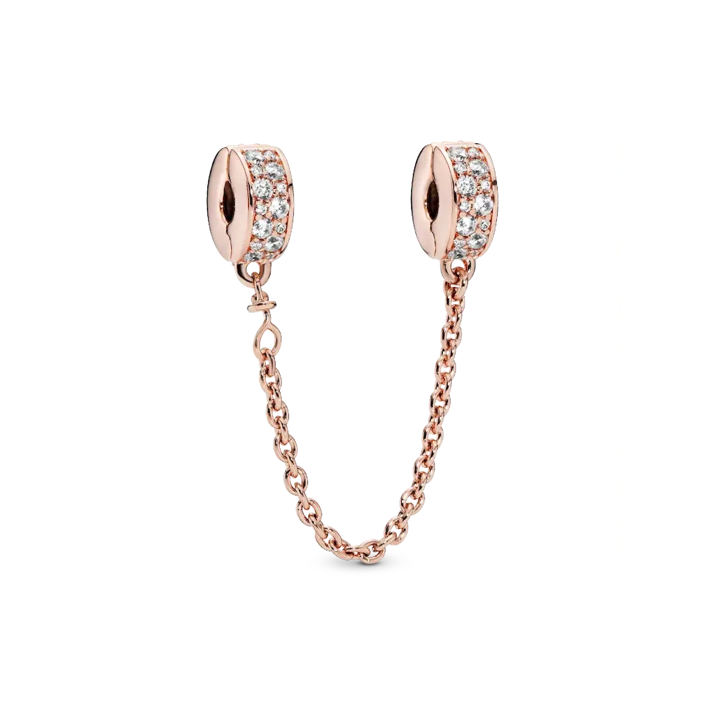Clear Pavé Safety Chain Clip Charm