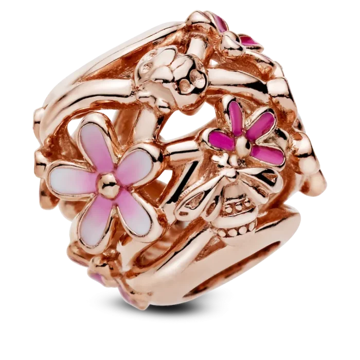 Openwork Pink Daisy Flower Charm - Image 5