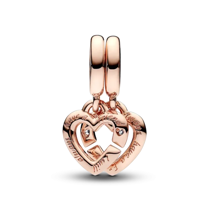 FINAL SALE - Linked Sister Hearts Split Dangle Charm - Image 4