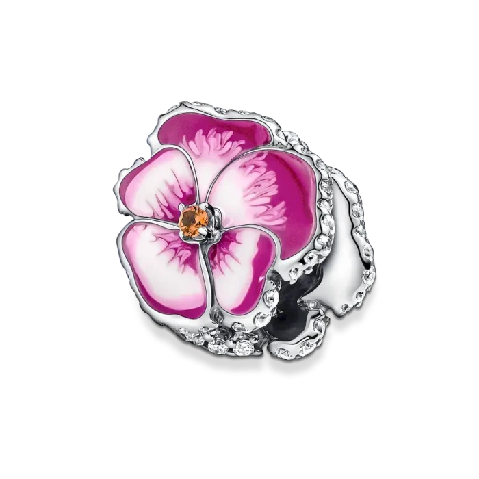 Pink Pansy Flower Charm - Image 4