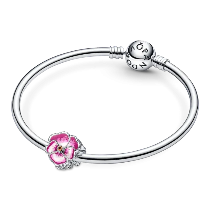 Pink Pansy Flower Charm - Image 5