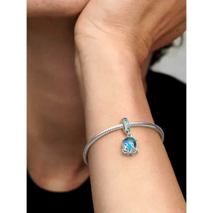 Murano Glass Cute Octopus Dangle Charm - Image 2