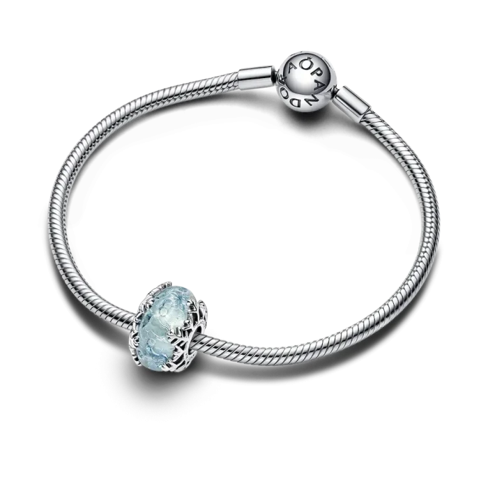 Winter Blue Snowflake Murano Charm - Image 4