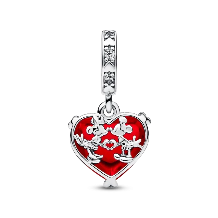 Disney Mickey & Minnie Mouse Kiss Red Murano Glass Dangle Charm - Image 4