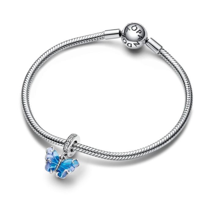 Blue Murano Glass Butterfly Dangle Charm - Image 4