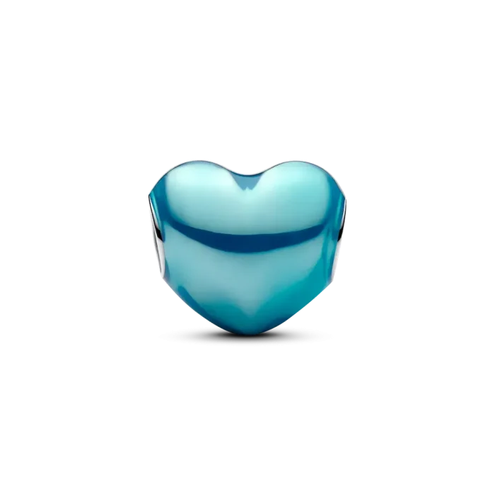 Metallic Sky Blue Heart Charm - Image 5