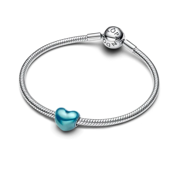 Metallic Sky Blue Heart Charm - Image 6