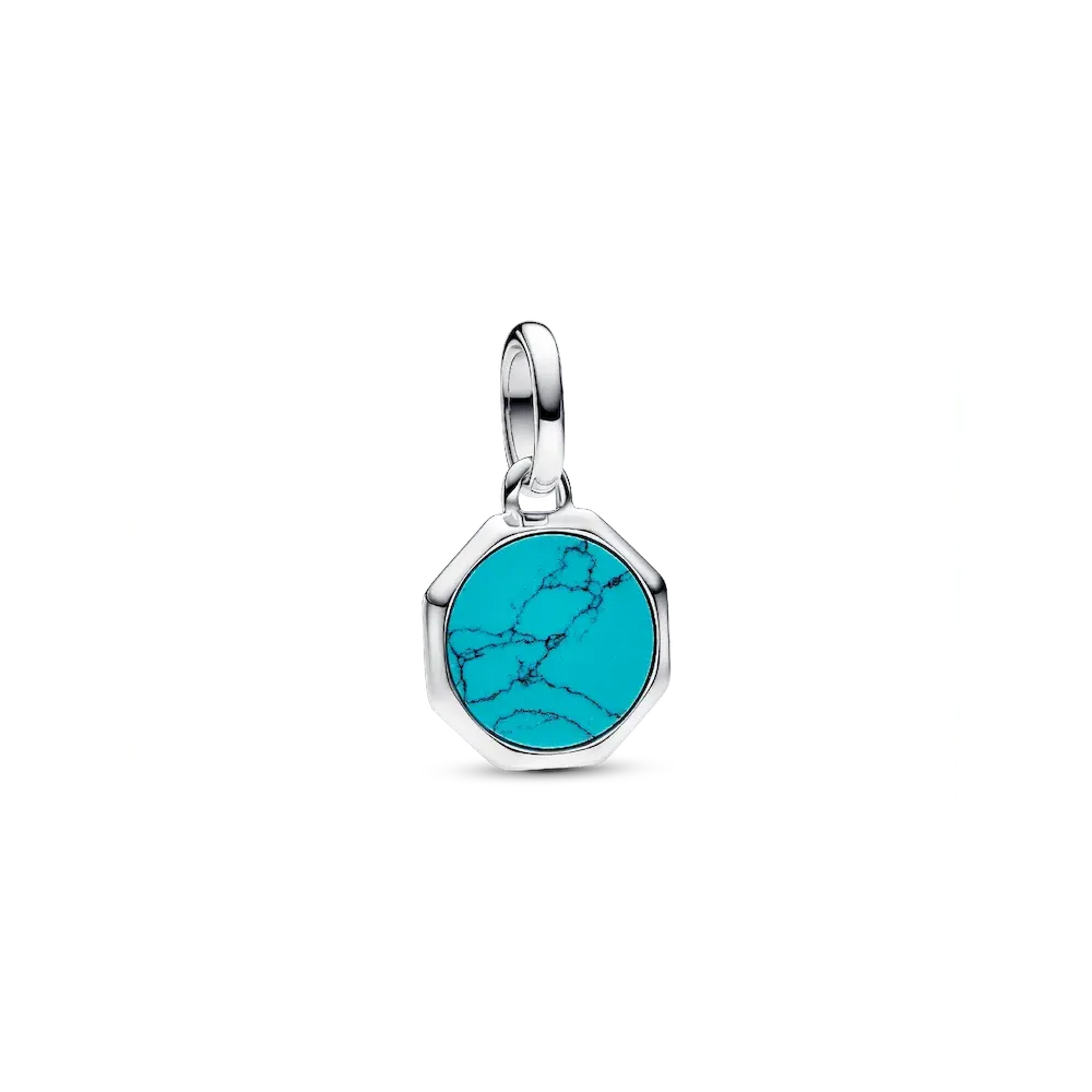 Turquoise-colored Engravable Mini Medallion Charm