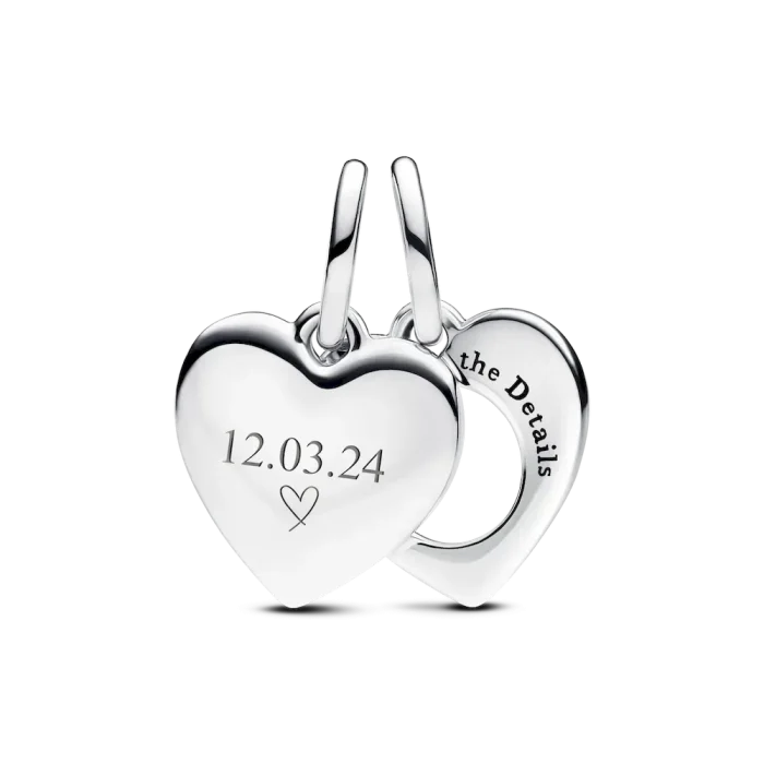Engravable Heart Magnifying Glass Double Dangle Charm - Image 5