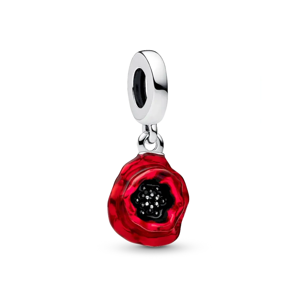 Red Flower Dangle Charm