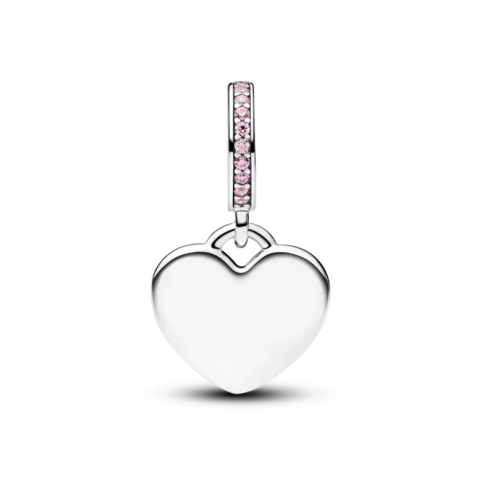 Heart Pink Stone Dangle Charm - Image 3