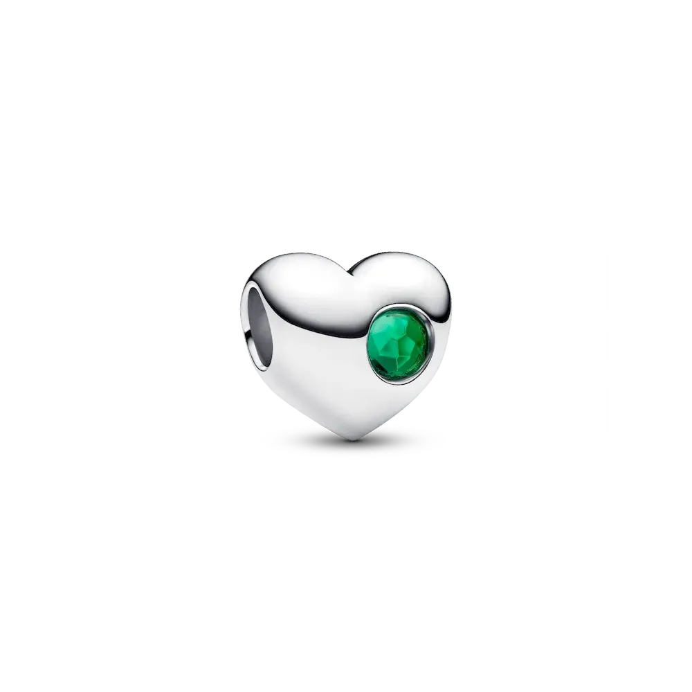 Engravable Green Stone Heart Charm