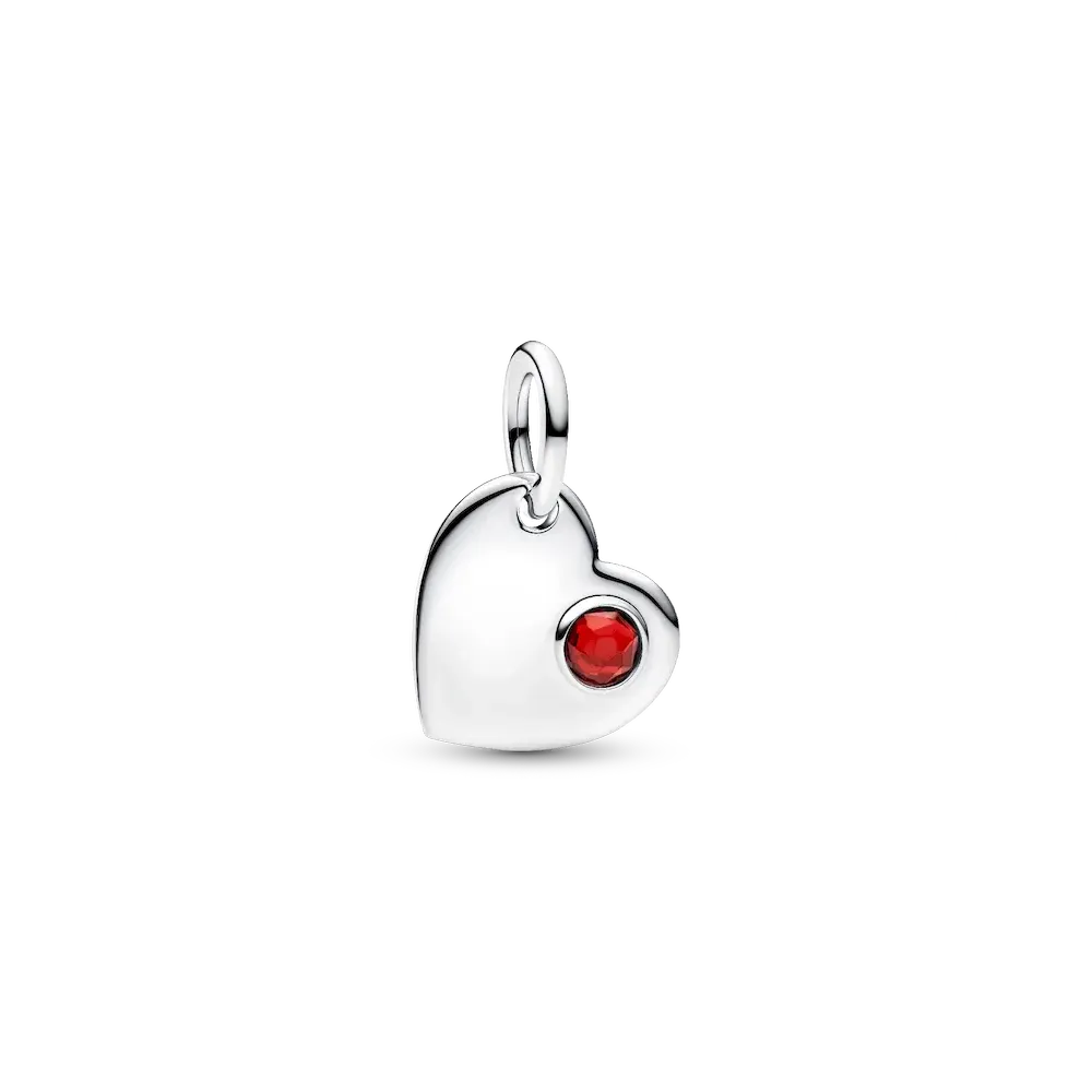 January Red Stone Heart Dangle Charm