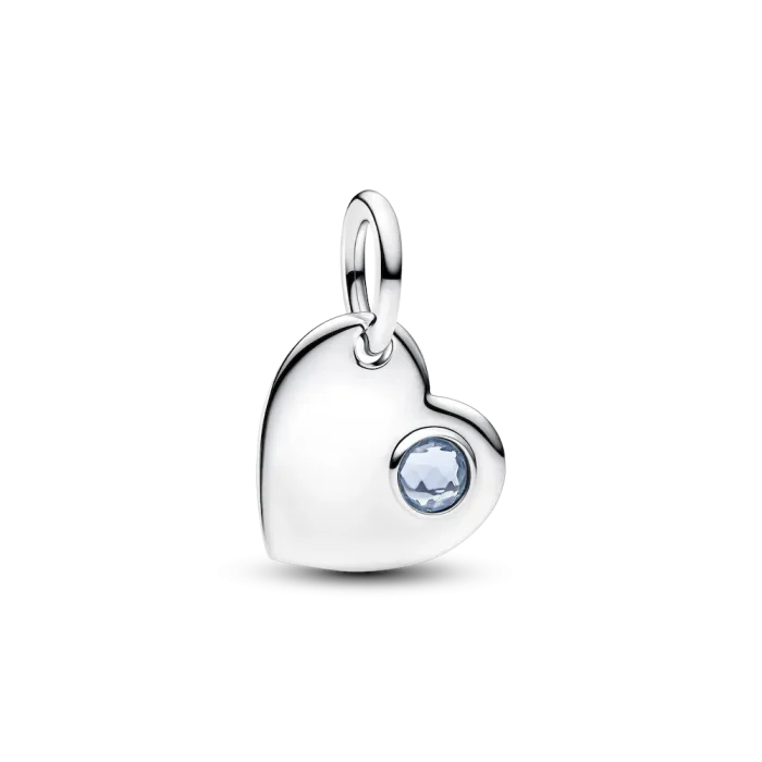 March Birthstone Heart Pendant Necklace - Image 2