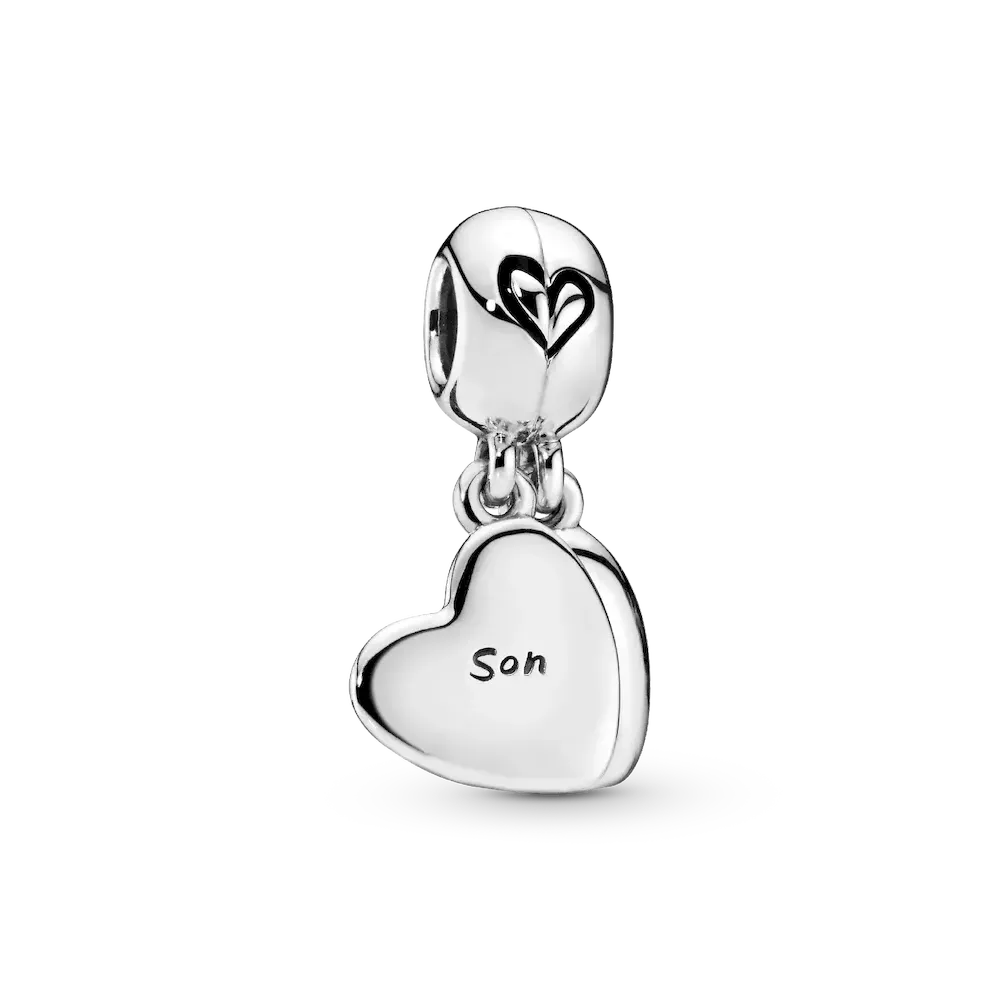 Mother & Son Heart Split Dangle Charm