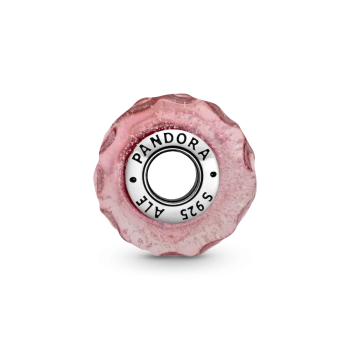 Wavy Fancy Pink Murano Glass Charm - Image 5